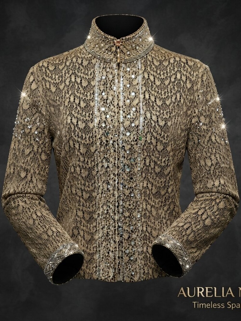 St. John Couture Marie Gray Embellished Knit Jacket Gold Size 10